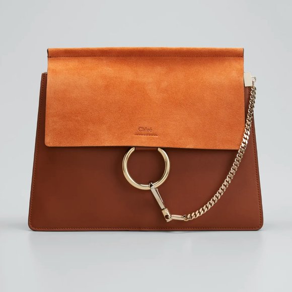 chloé faye medium leather & suede shoulder bag